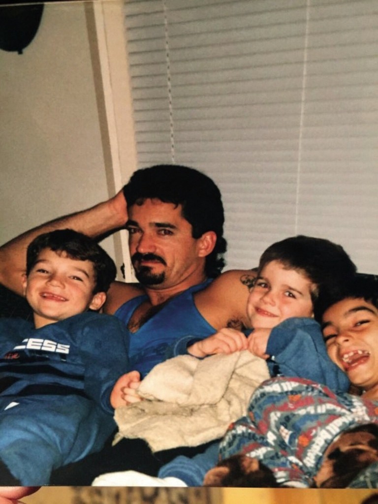 Shane Martin with sons Dustin, Bronson and Tyson in a photo from his book A Rebel in Exile by Shane Martin and Jarrod Gilbert, 2019/ Hardie Grant Books.