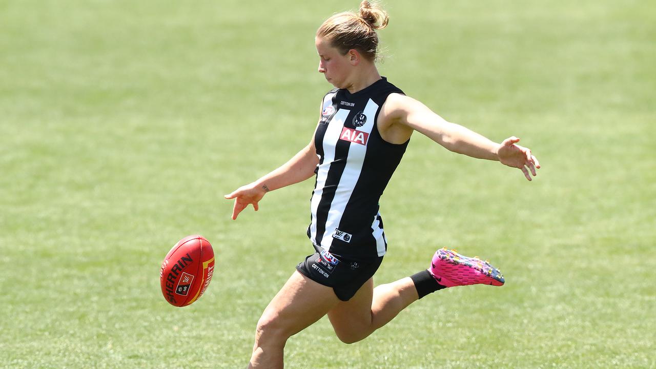 Can Jaimee Lambert lead the Magpies to an AFLW flag? Picture: Kelly Defina/Getty Images