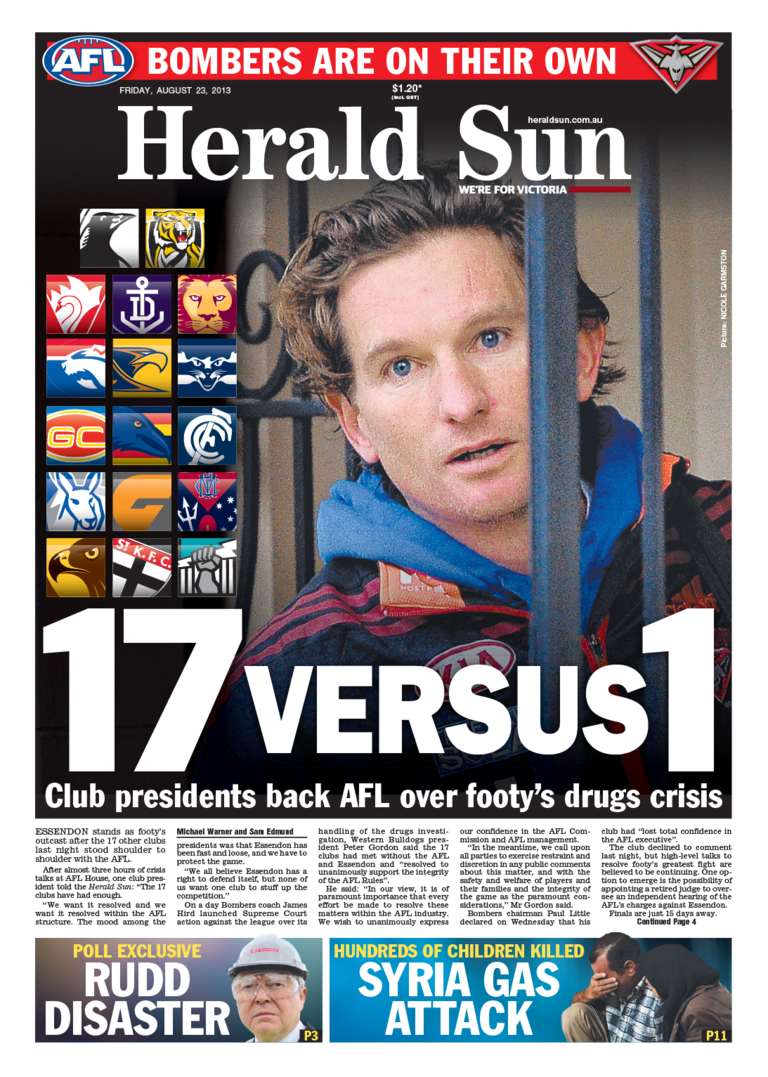 How the Herald Sun covered the story.