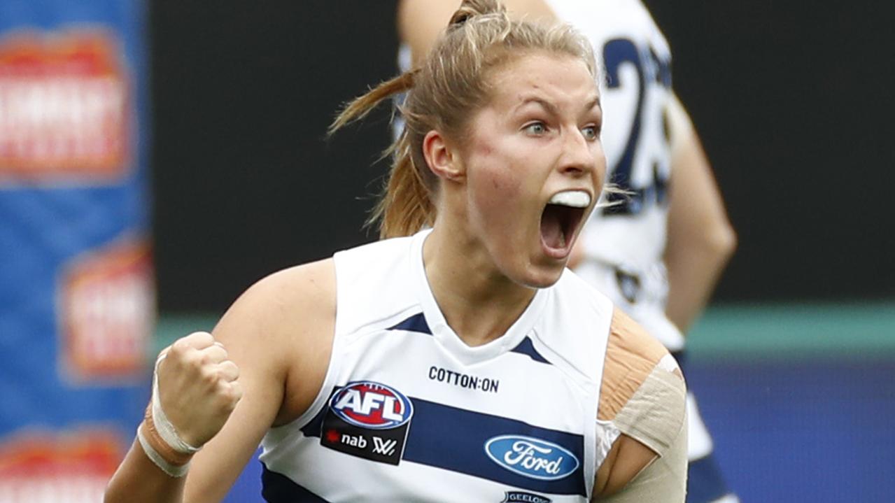 Olivia Purcell provides rare intensity for the Cats. Picture: Getty Images