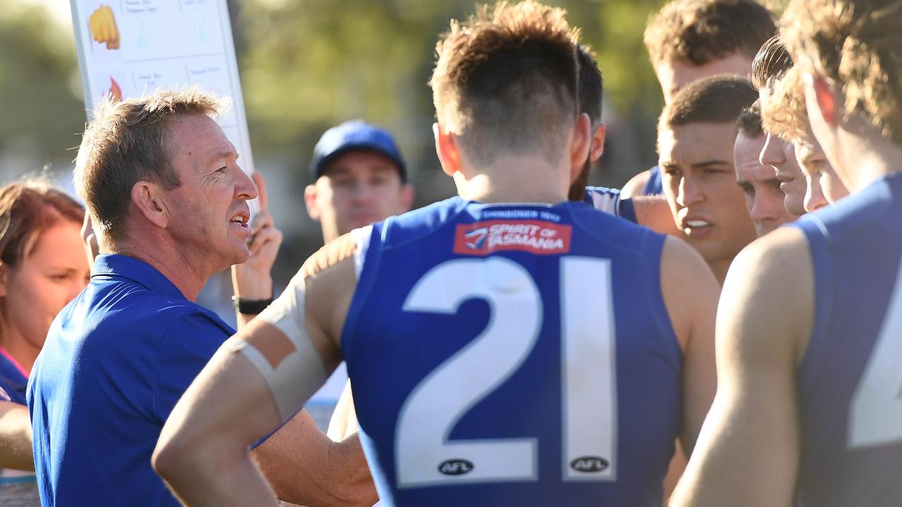 David Noble talks to his players during the pre-season. Picture: Getty Images