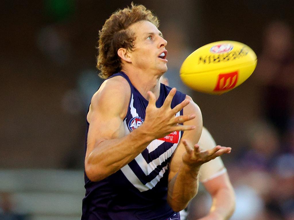 Lead-up marking seen in the pre-season matches is evidence of Fyfe looking to add more strings to his bow. Picture: James Worsfold/AFL Photos/via Getty Images