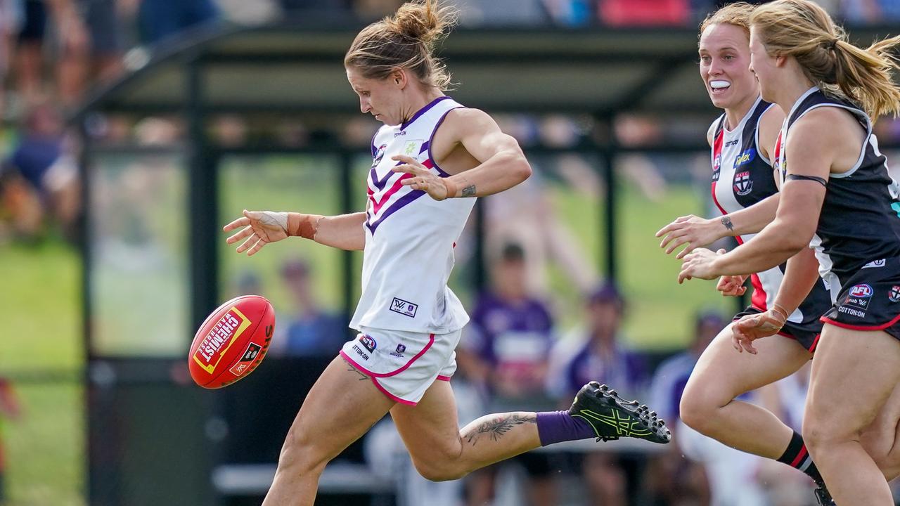 Dominant midfielder Kiara Bowers is a big reason why the Dockers are premiership favourites. Picture: AAP