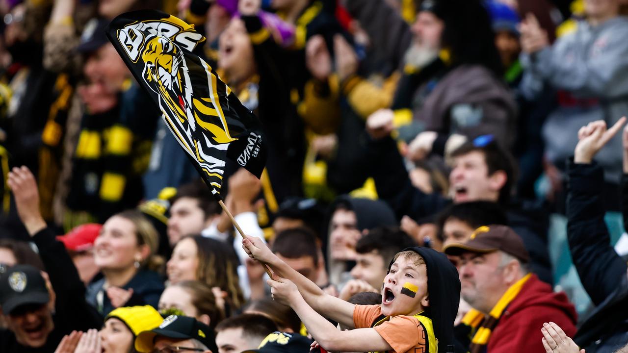 The Tigers have some 15,000 junior members included as part of its 100,000 plus strong membership tally. Picture: Dylan Burns/AFL Photos via Getty Images.