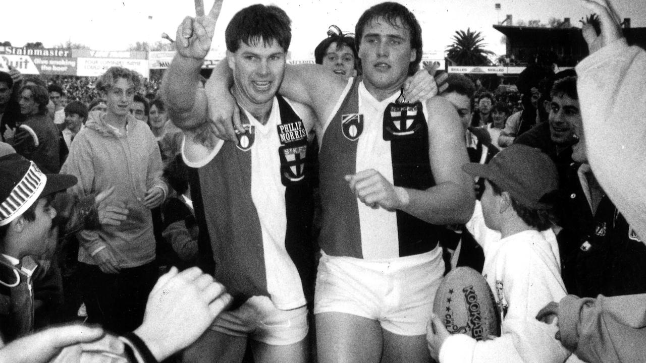 Danny Frawley and Tony Lockett in 1991.