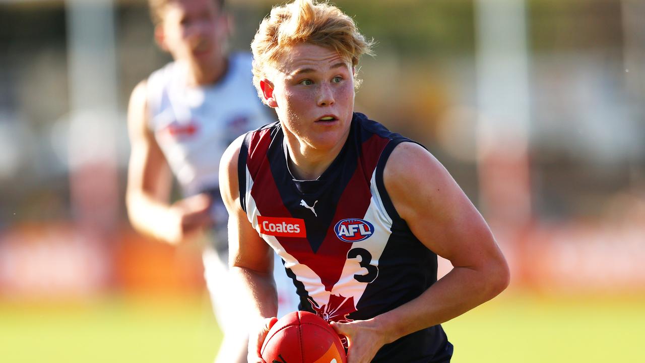 Levi Ashcroft on the move for the Sandringham Dragons last season. (Photo by Graham Denholm/AFL Photos via Getty Images)