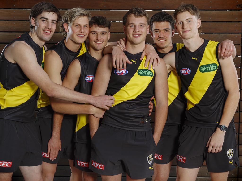 Taj Hotton, third from left, will make his debut on Saturday night. Picture: Michael Klein