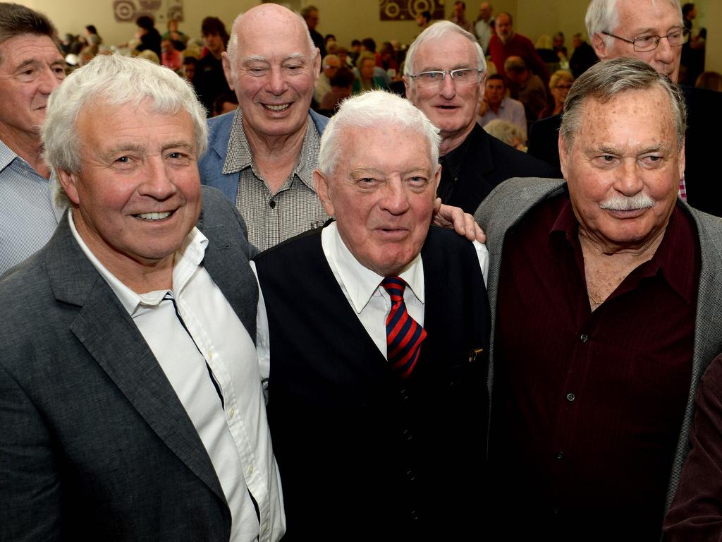 Dixon, middle with Barry Bourke and Ron Barrassi at the 1964 Melbourne premiership reunion.