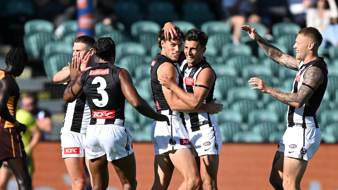 Collingwood finished winners in an entertaining affair. (Photo by Steve Bell/Getty Images)
