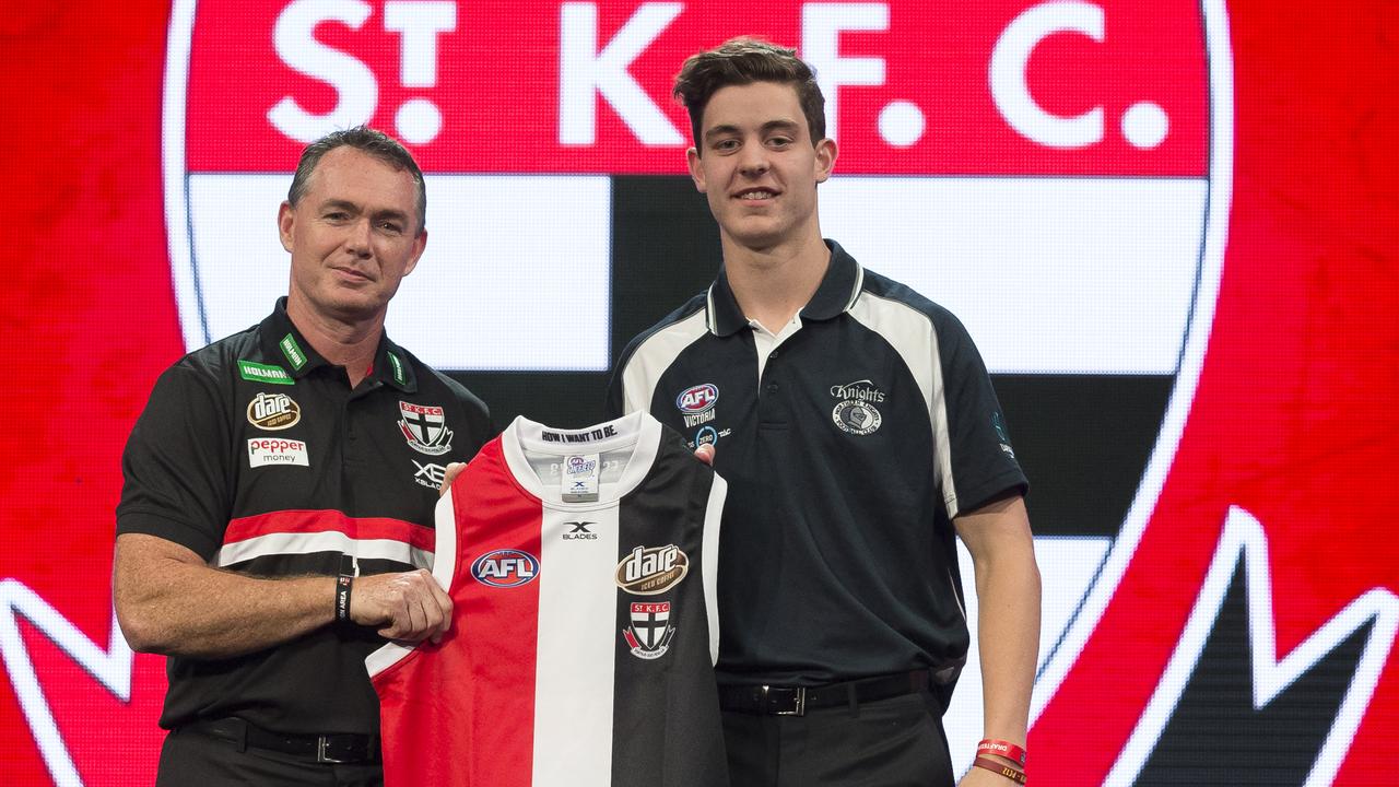Nick Coffield of the Northern Knights after being selected with Pick 8 of the 2017 draft. Picture: Craig Golding