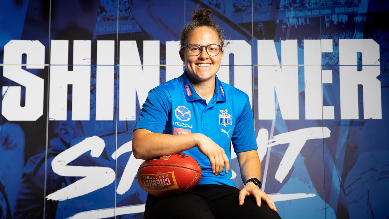 Kangaroos AFLW captain Emma Kearney will start as a full-time coach in the men's AFL program working alongside Alastair Clarkson. Picture: Mark Stewart