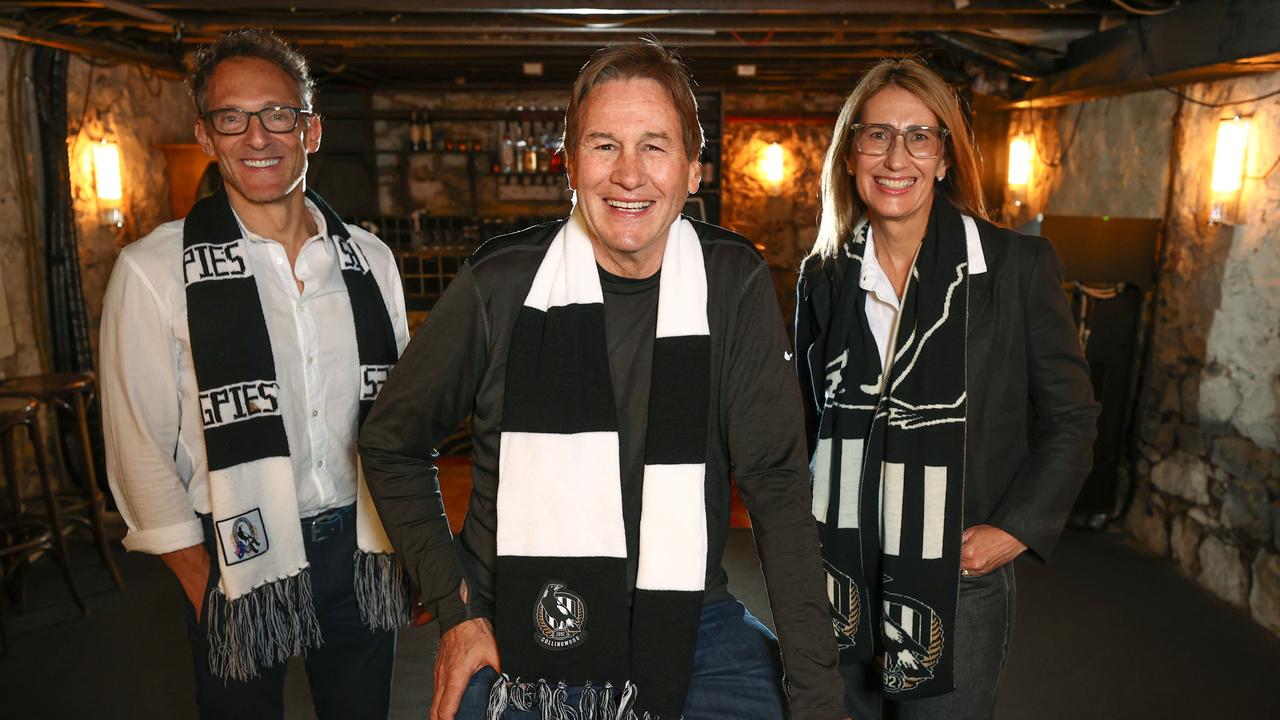 Jeff Browne, Renee Roberts and Barry Carp launched their campaign at the Grace Darling Hotel - birthplace of the Collingwood Football Club. Picture: Michael Klein.