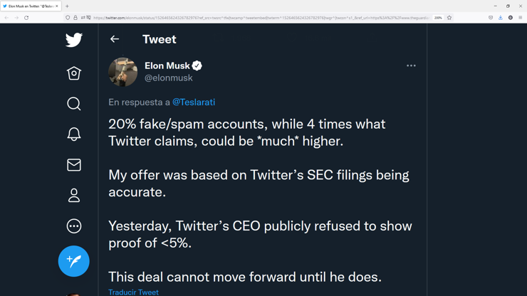 Slide 2 of 30: Musk tweeted out that the deal could not move forward until Twitter showed proof that fake accounts on the social media platform only made less than 5% of its users. Image: elonmusk / Twitter
