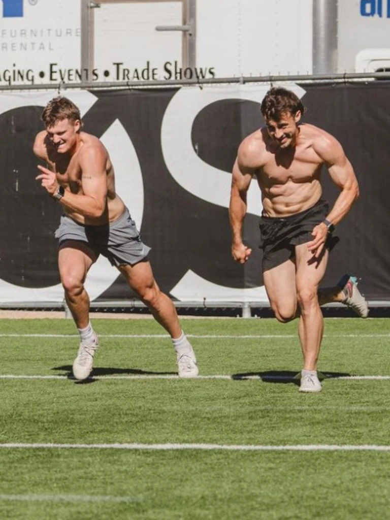 McGrath, right, and Jye Menzie working hard. Picture: Instagram.