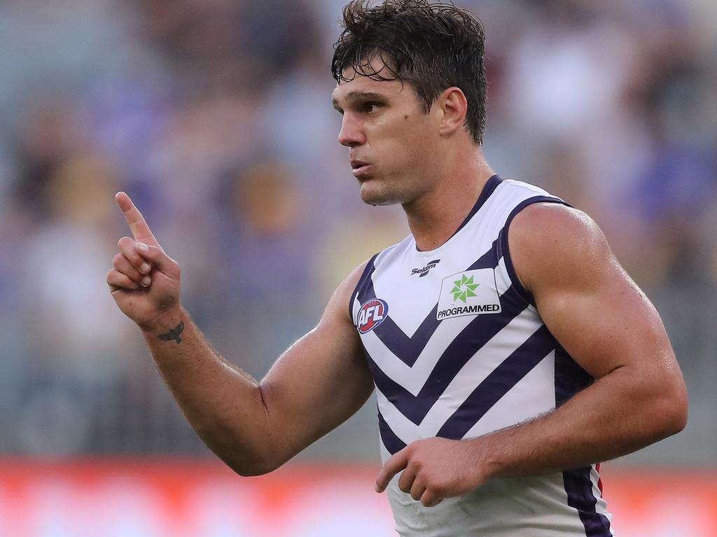 Lachie Schultz expects the Dockers forward line to be at their best this weekend. Picture: Will Russell/AFL Photos via Getty Images