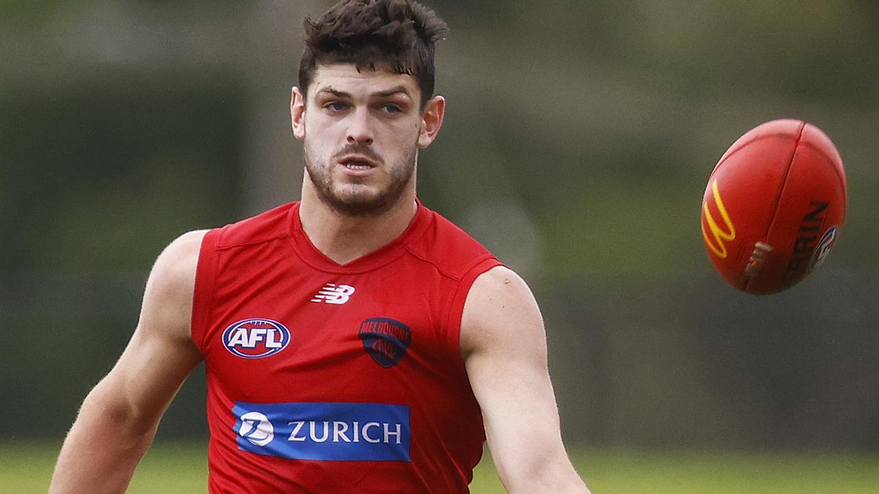Angus Brayshaw at Melbourne training on Wednesday. Picture: Getty Images