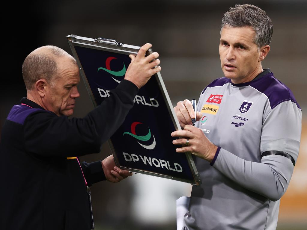 It’s back to the drawing board for Fremantle head coach [PLAYERCARD]Justin Longmuir[/PLAYERCARD] - so what can first be salvaged from this season? Picture: Matt King/AFL Photos/via Getty Images