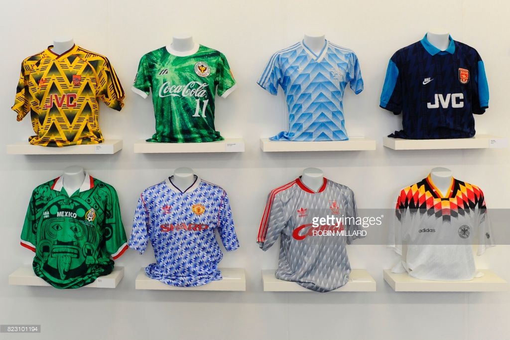 football-shirts-from-arsenal-from-1991-from-a-japanese-club-a-shirt-picture-id823101194