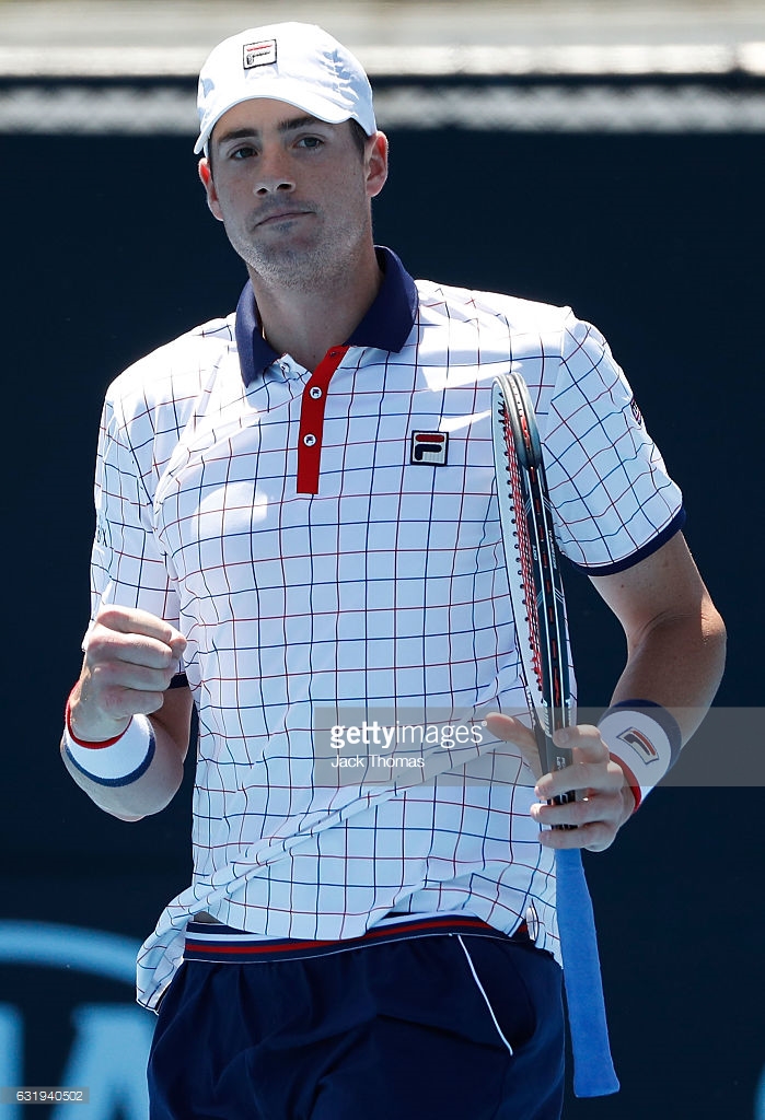 john-isner-of-the-usa-celebrates-a-point-during-his-second-round-picture-id631940502