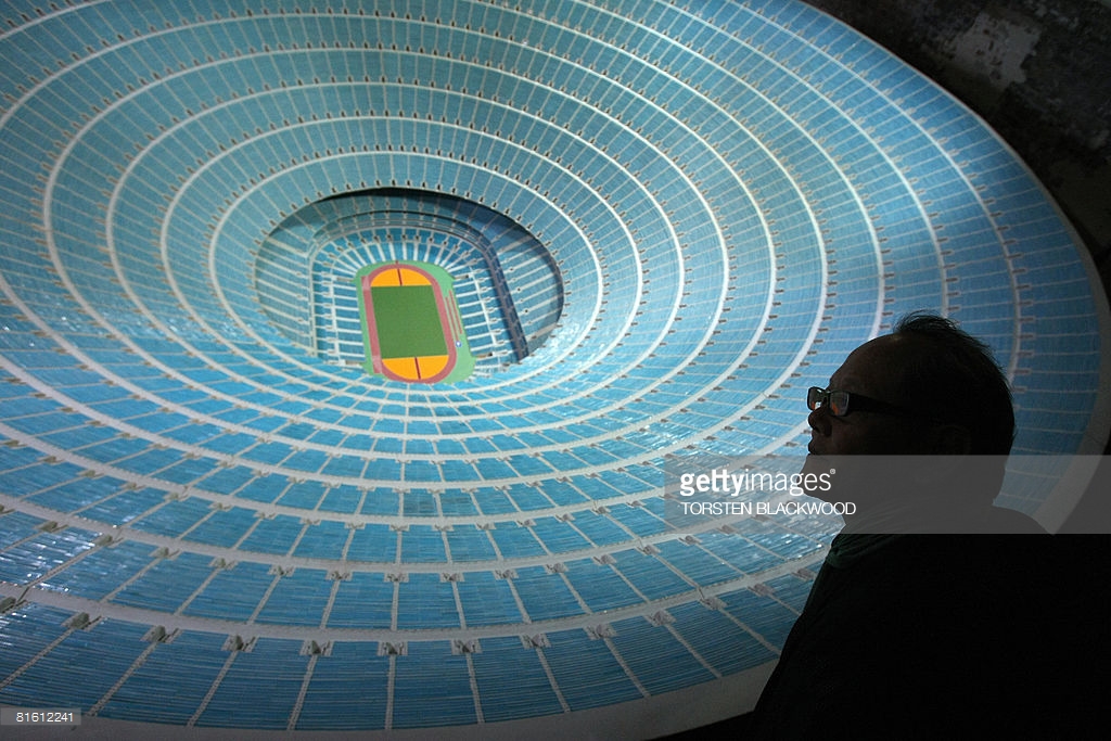 viewer-admires-the-millionseat-stadium-featured-in-the-work-vitruvian-picture-id81612241