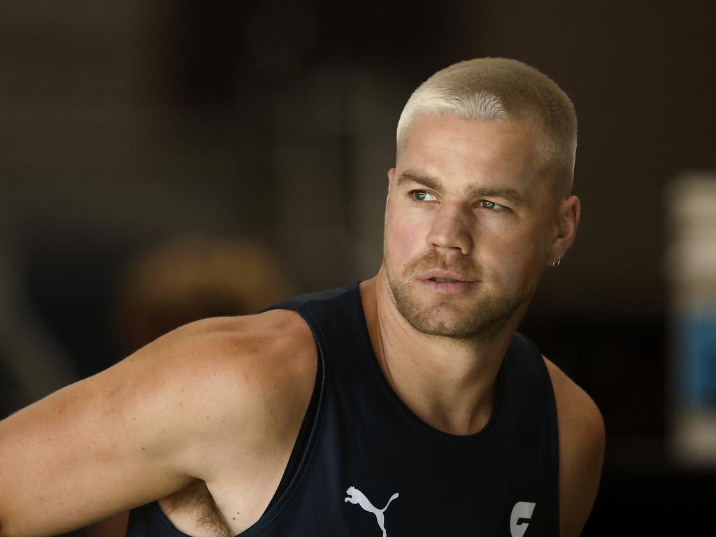 Harry Himmelberg’s new look hasn’t quite appealed to his coach. Picture: Phil Hillyard