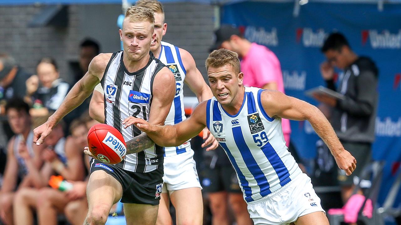 Jaidyn Stephenson in action during a Collingwood VFL practice match. Photo: Tim Carrafa