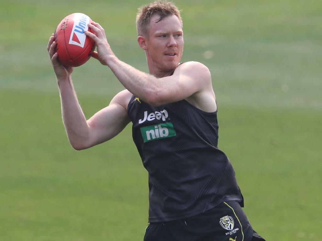 Jack Riewoldt in action during a pre-season training session.