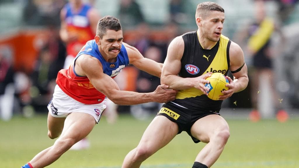 Charlie Cameron had a tough day against the Tigers. Picture: AAP Images