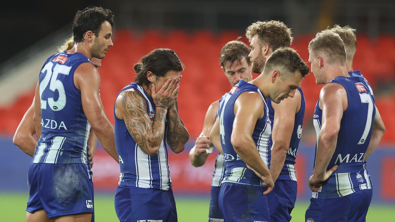 North Melbourne’s cracks are now canyons.