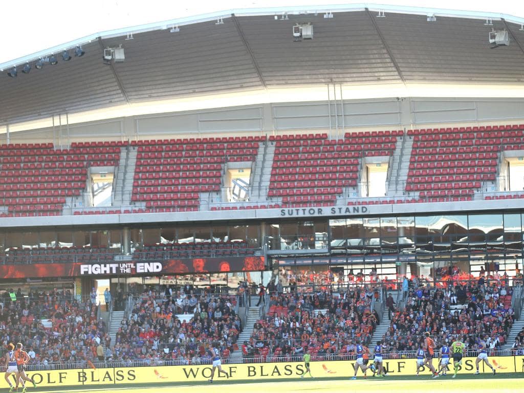 The top tier is sparse at Giants Stadium. Picture: Phil Hillyard