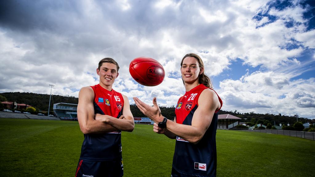 North Hobart young guns Patrick Walker, 18 and Sam Collins, 18 are among the Tasmanian teenagers hoping to get selected in this years AFL Draft. Picture: RICHARD JUPE