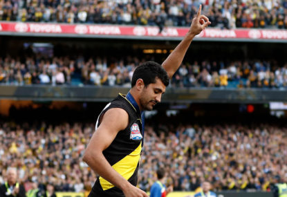 Richmond Tigers' Marlion Picket after receiving his premiership medal' Marlion Picket after receiving his premiership medal