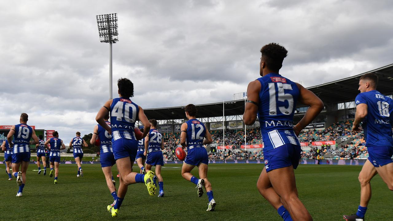 Kangaroos are one of two AFL teams who currently play in Tasmania each season.