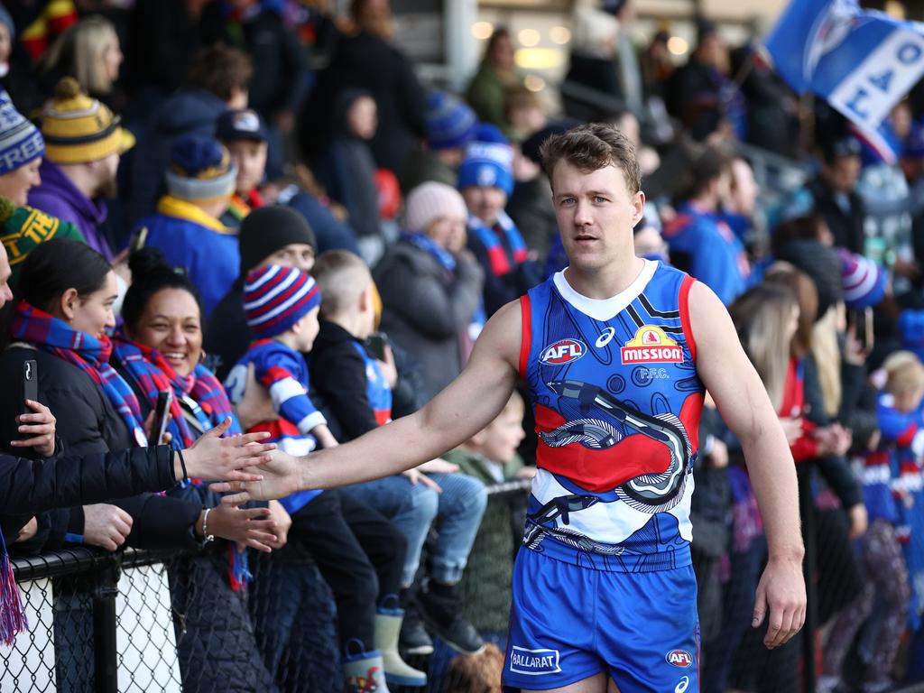 Bulldogs coach Luke Beveridge finally provided an update on star midfielder Jack Macrae, who was missing from Saturday’s game. Picture: Robert Cianflone/Getty Images)