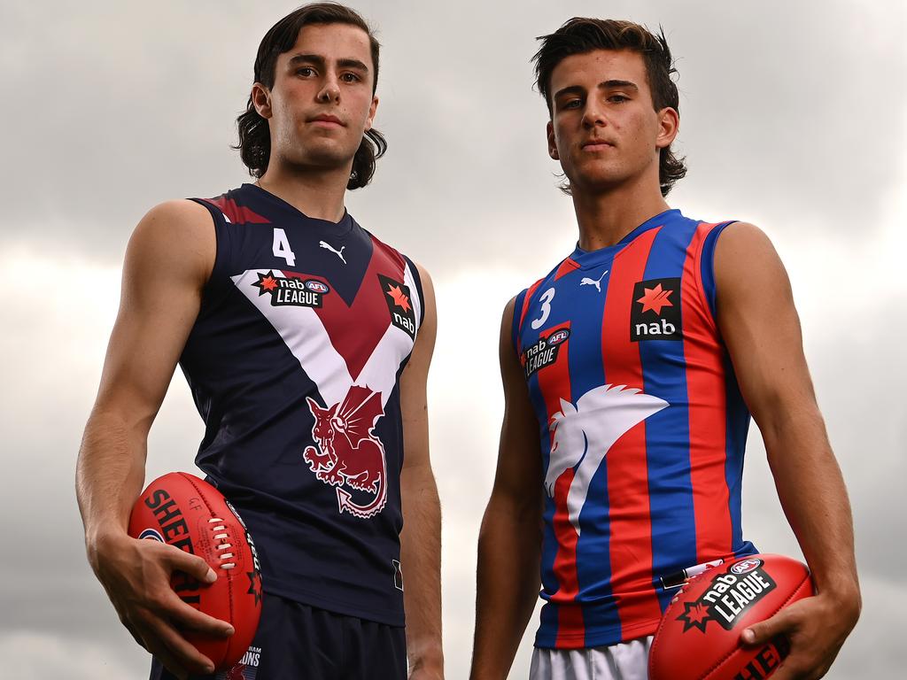 Josh Sinn of the Sandringham Dragons and Nick Daicos of the Oakleigh Chargers. The teams will kick off the season on Easter Monday.