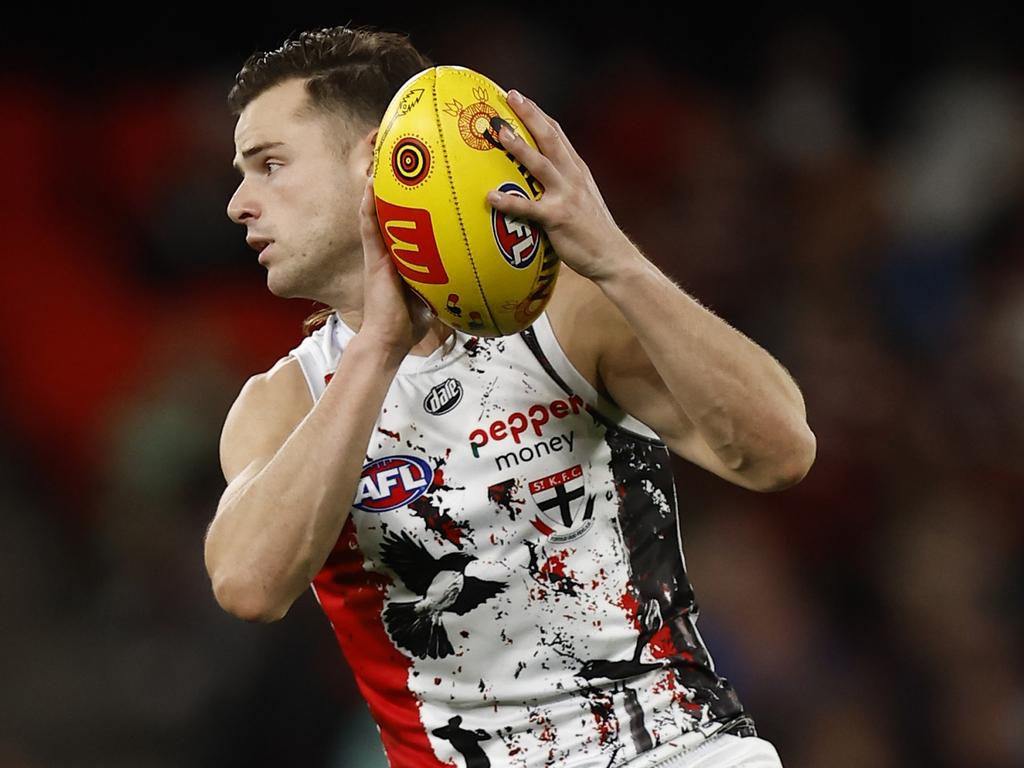 Jack Sinclair and the Saints have their eye on a top-four spot. Picture: Darrian Traynor/AFL Photos/Getty Images