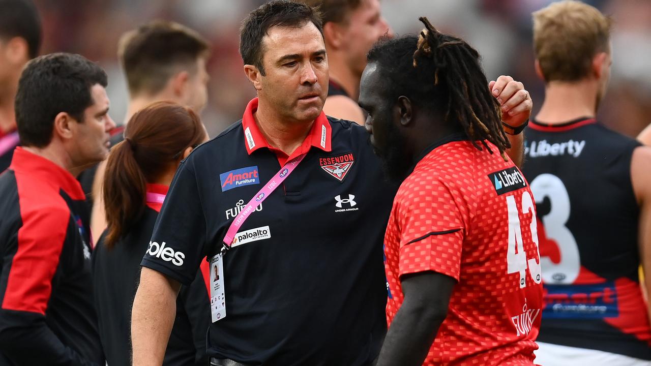 Brad Scott and McDonald-Tipungwuti in his return match. Picture: Getty Images