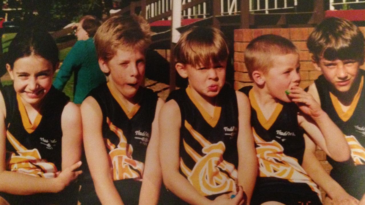 Port Adelaide Football Club board member Holly Ransom, far left, as an eight-year-old playing in a boys' team for Claremont Tigers.' team for Claremont Tigers.