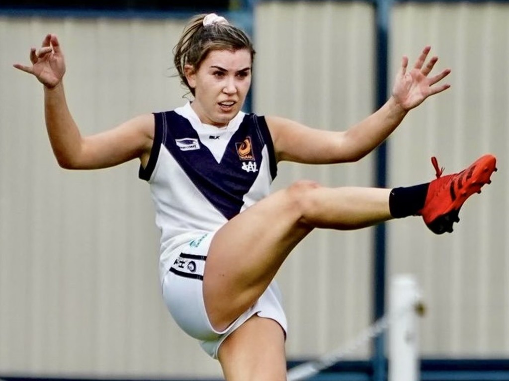 Joanne Cregg's athleticism and skills quickly stood out when she joined Wembley. Now, she’s a Subiaco Lion and on the brink of being drafted into Fremantle’s AFLW side. Picture: Supplied.
