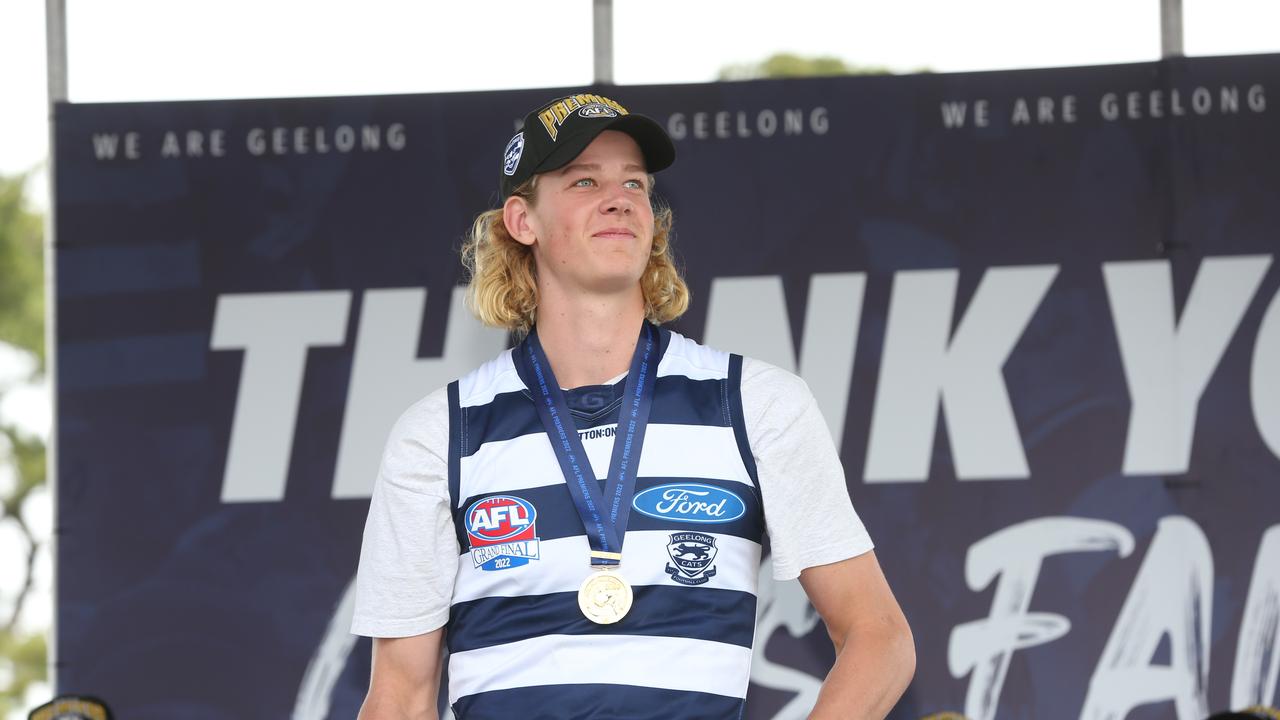 Cats post-GF family day at St Mary's Oval, Kardinia Park. Sam De Koning. Picture: Mike Dugdale