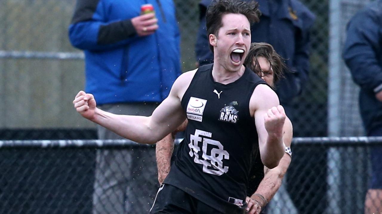 East Burwood’s Braeden Barlow booted three goals in the Rams’ win on Saturday. Picture: Field of View