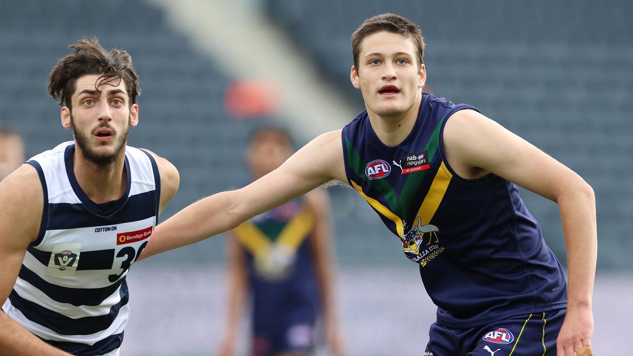 NAB AFL Academy ruckman Ned Moyle (right) is part of the Vic Metro squad. Picture: Michael Klein