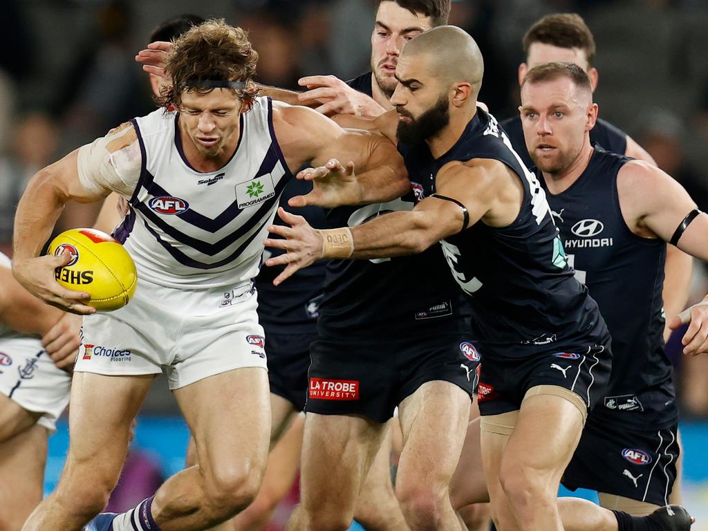 Fyfe’s reputation will ensure a defensive crowd when up forward. Picture: Michael Willson/AFL Photos via Getty Images