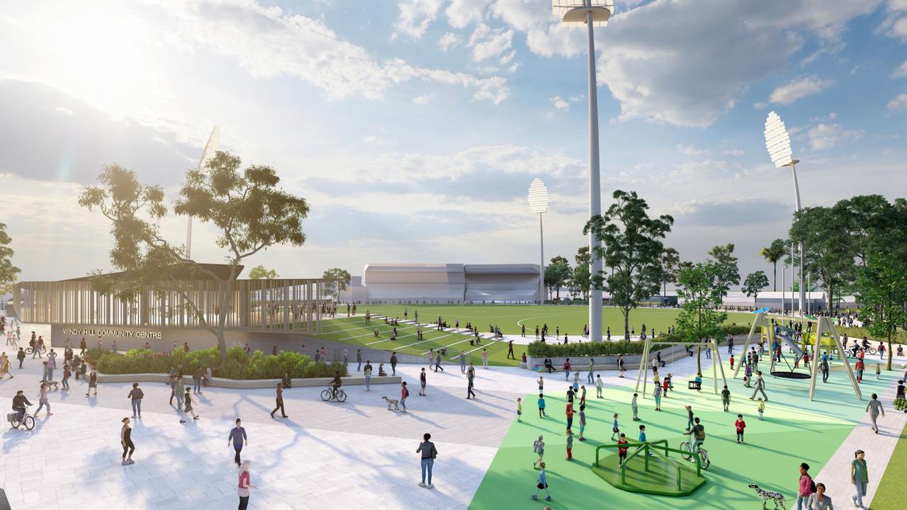 An artists impression of the $50 million redevelopment proposed for Essendon’s iconic Windy Hill Oval., Credit: Jackson Architecture