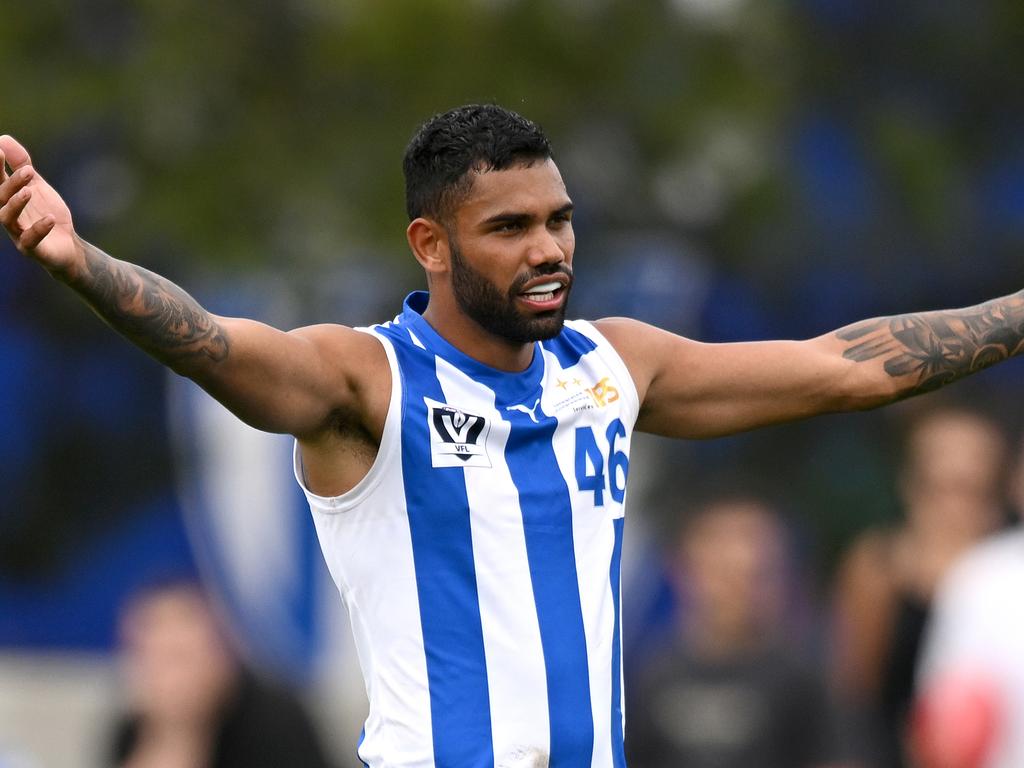 Tarryn Thomas playing in the VFL for North Melbourne. Picture: Morgan Hancock/Getty Images