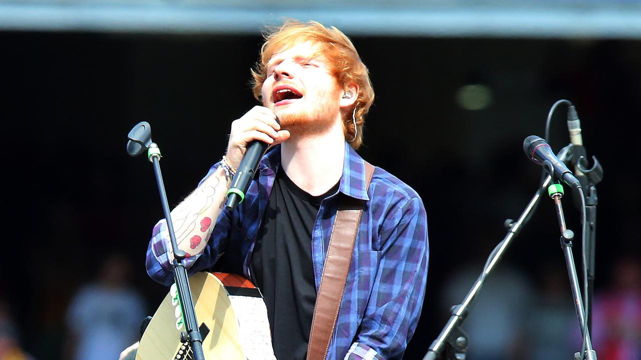 2014 AFL Grand Final match between Hawthorn Hawks and the Sydney Swans at the MCG Melbourne Cricket Ground on September 27, 2014. Pre game entertainment with Ed Sheeran Picture: Alex Coppel.