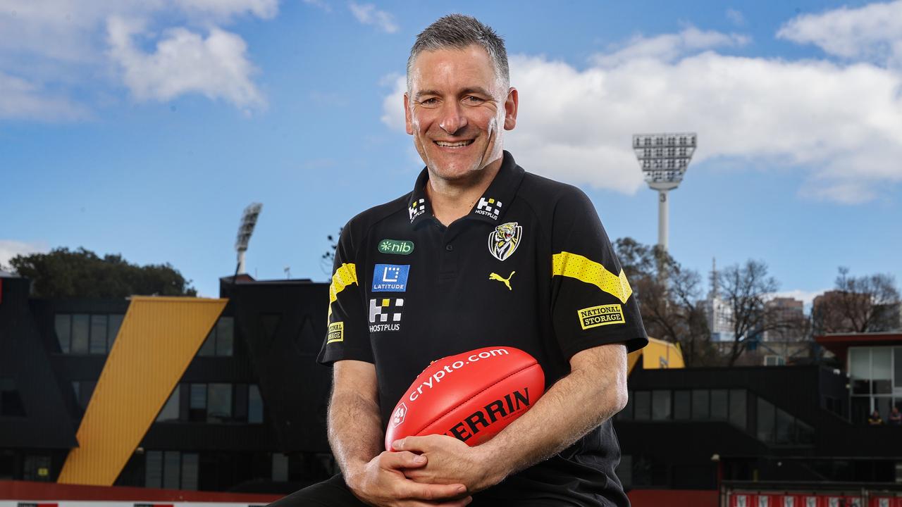 New Richmond coach Adam Yze at the Tigers Punt Road headquarters. Picture: Michael Klein