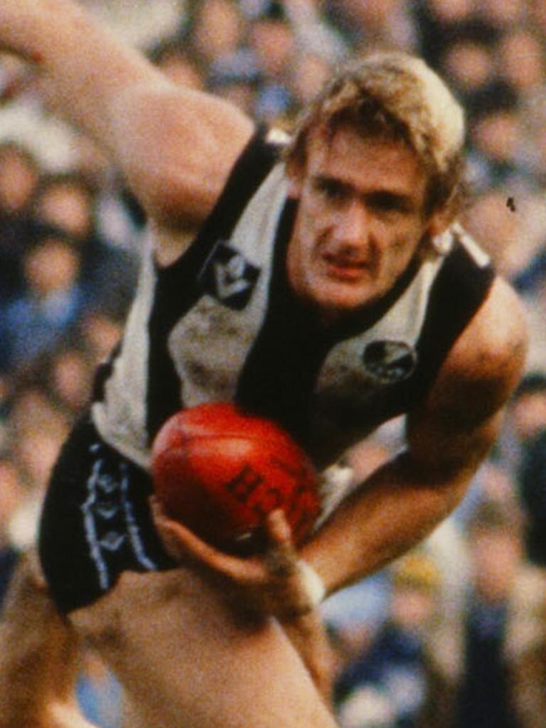 Peter Moore playing for the Magpies in the 1970s.