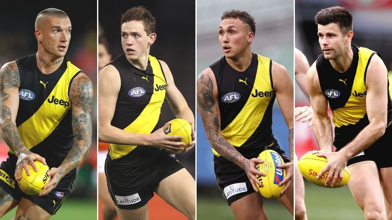Dustin Martin, Riley Collier-Dawkins, [PLAYERCARD]Shai Bolton[/PLAYERCARD] and [PLAYERCARD]Trent Cotchin[/PLAYERCARD] are set to shoulder big loads in 2022.
