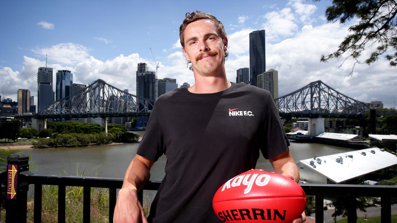 Lions recruit Joe Daniher has moved from the hustle and bustle of Melbourne to a more relaxed Brisbane. Picture: Steve Pohlner